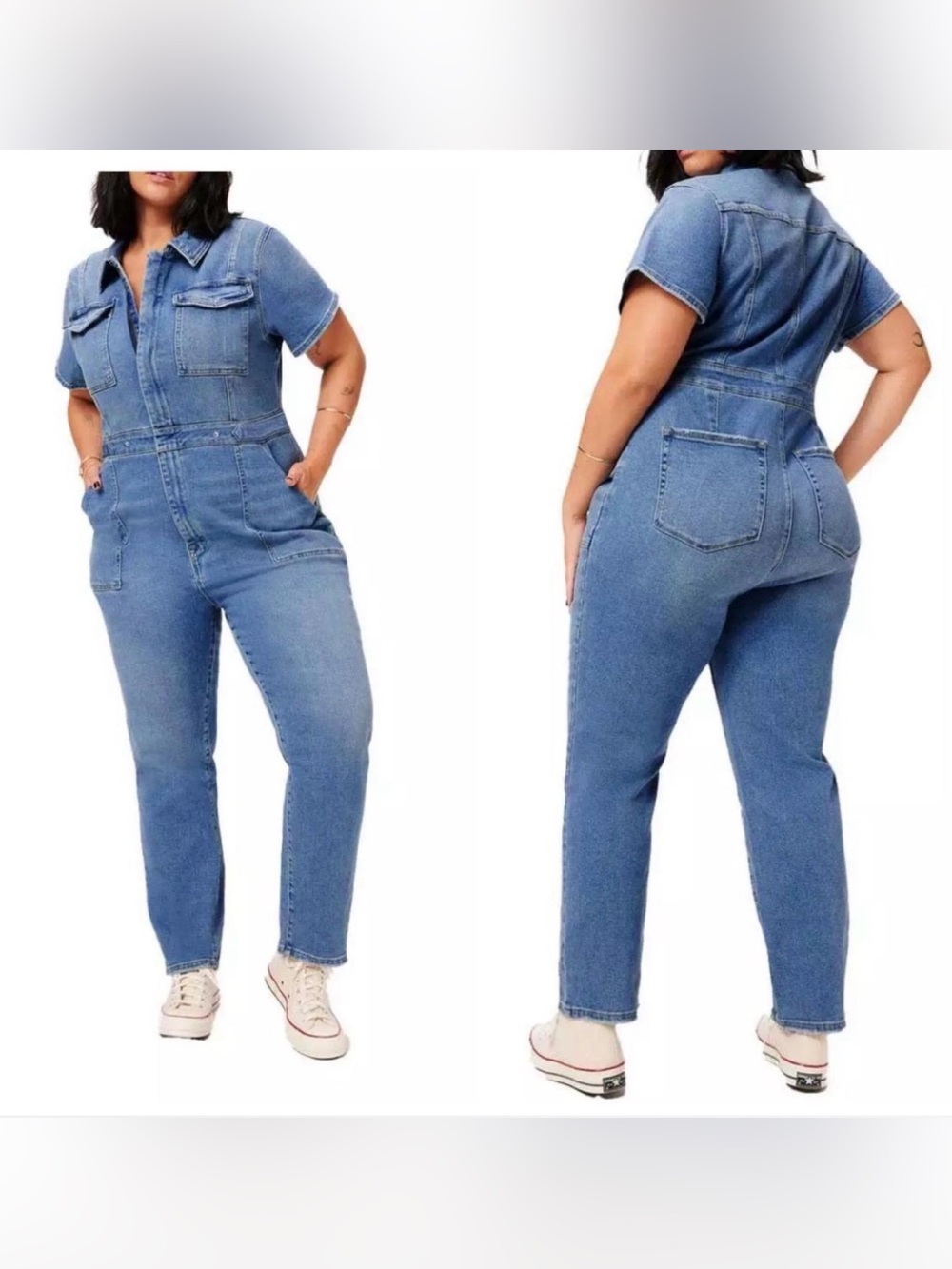 Good American Fit For Success Denim Jumpsuit Utility Boiler Suit 3XL